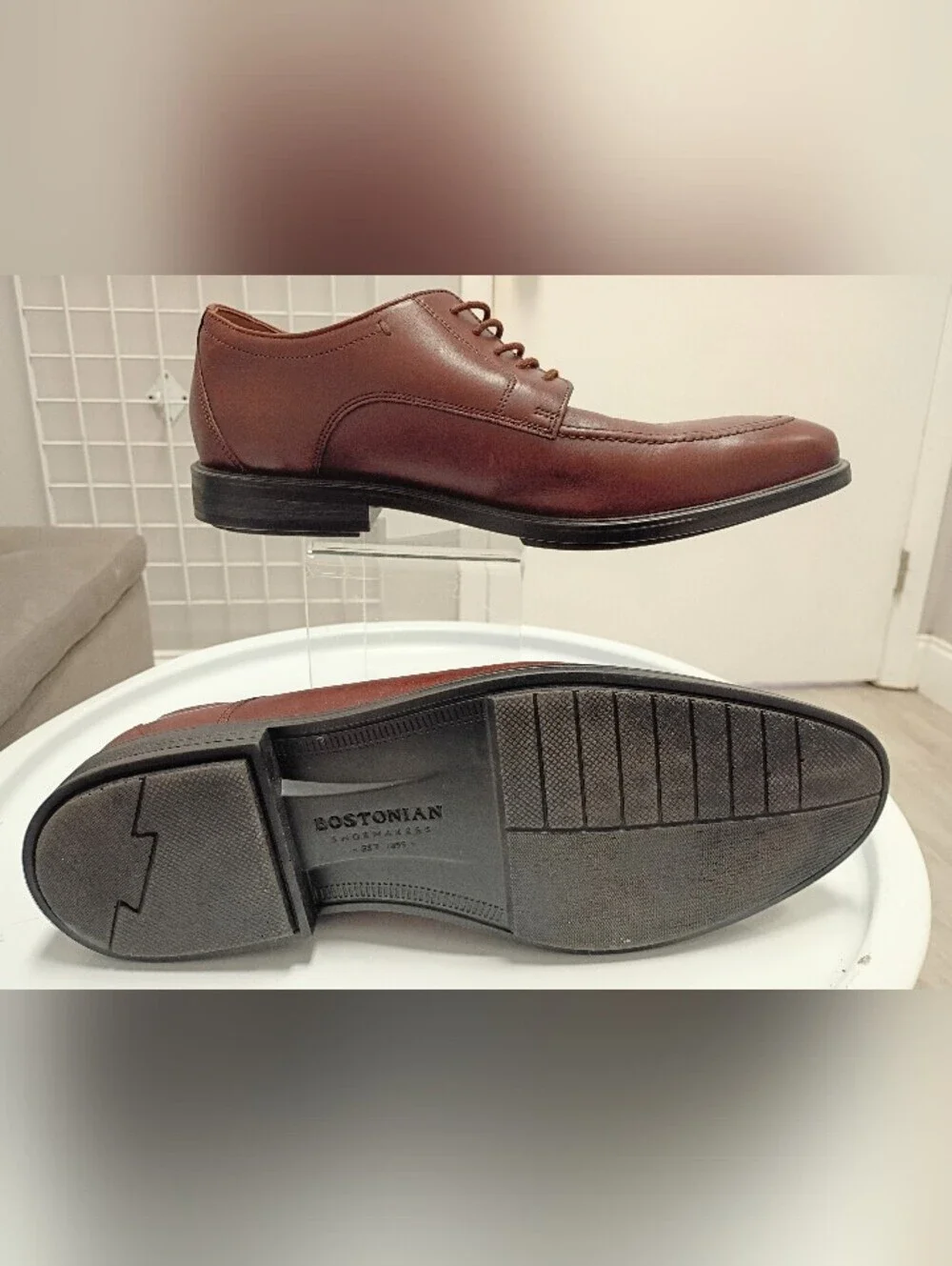 Men's BOSTONIAN Burgundy LEATHER Lace-Up Dress Shoes